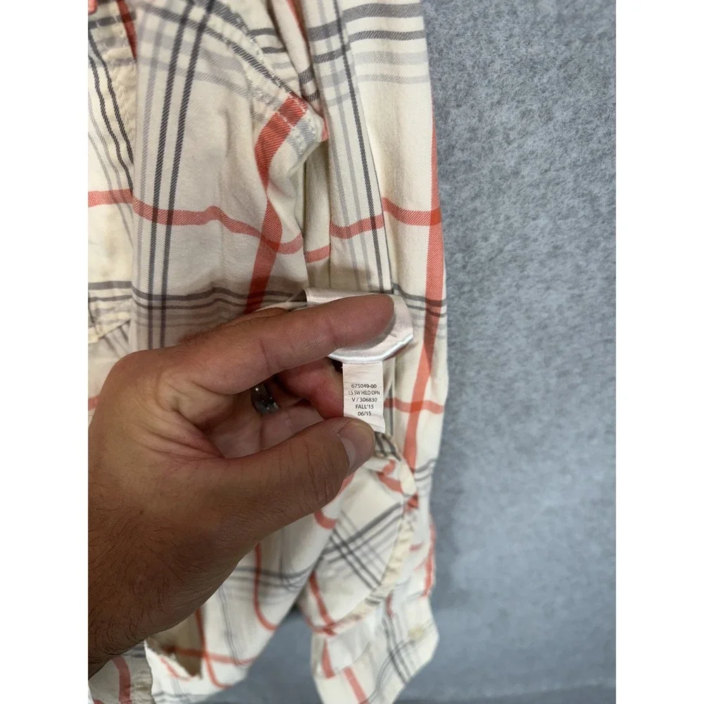 Banana Republic Shirt Mens Large Red Cream Plaid Button Up Long Sleeve Casual